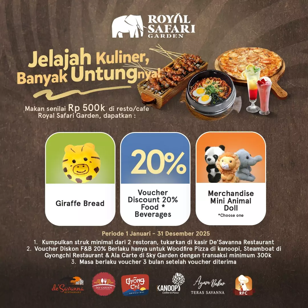 Jelajah Kuliner, Lots of F&B Benefits - Royal Safari Garden